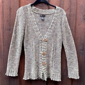 BCBGMaxAzria GREEN loose chunky knit cardigan sweater Medium